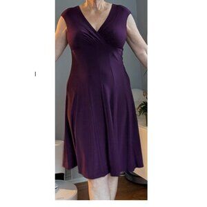 Ralph Lauren Dress sleeveless dark purple 14 stretchy flare